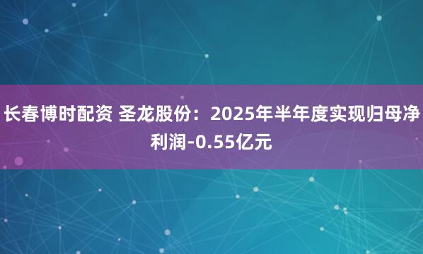 长春博时配资 圣龙股份:2025年半年度实现归母净利润-0.55亿元