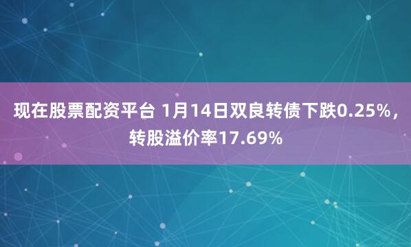现在股票配资平台 1月14日双良转债下跌0.25%，转股溢价率17.69%